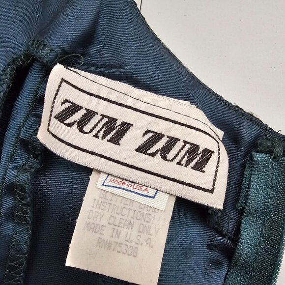 Vintage Zum Zum Size 4 Green Velvet Floral Mini Dress Forest Fairy Whimsigoth - Picture 7 of 11